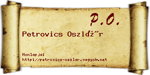 Petrovics Oszlár névjegykártya
